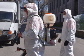 Disinfection of waste containers in Zaporizhia