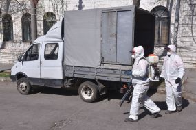 Disinfection of waste containers in Zaporizhia