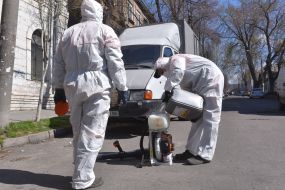 Disinfection of waste containers in Zaporizhia