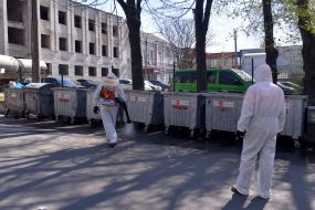 Disinfection of waste containers in Zaporizhia