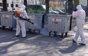 Disinfection of waste containers in Zaporizhia