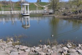 Bridge of lovers in the Ascension Park in Zaporozhye