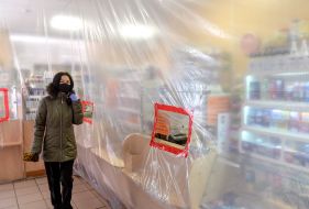 Demarcation of the areas of the film during quarantine at the pharmacy