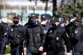 Law enforcement officers patrol the streets