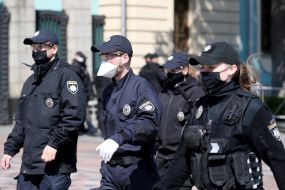 Law enforcement officers patrol the streets