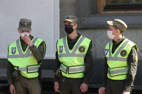 Law enforcement officers patrol the streets
