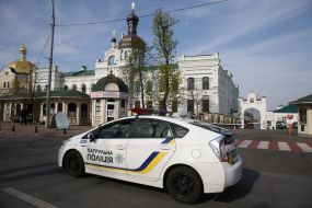 Patrolling the street near Kiev-Pechersk Lavra
