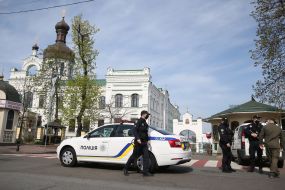 Patrolling the street near Kiev-Pechersk Lavra