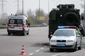 Checkpoint at the entrance to Kyiv