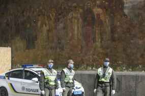 Patrolling on the territory of the Kiev-Pechersk Lavra