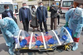 Conventionally, doctors put the sick female in the box for transporting infectious patients