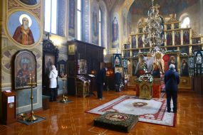 Believers in the Church of St. Theodosius