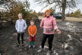 Residents at the hearth in the village of Ostrovy in Zhytomyr region
