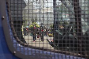 Odessa people bring flowers to the Trade Unions House