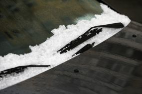 Hail on the windshield of the car
