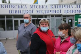 Health workers of the Kiev hospital of ambulance