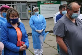 Health workers of the Kiev hospital of ambulance