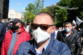 Participant of the protest of truckers