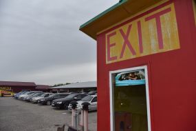 Cars on the roof of the parking lot