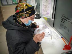 Woman in a medical mask