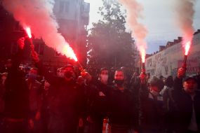 Participants of the action in support of Serhiy Sternenko near the SBU building
