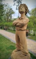 Wooden sculpture near the House of Creativity in Irpin