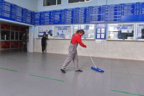 Cleaning at the Central Bus Station in Zaporozhye