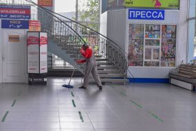 Cleaning at the Central Bus Station in Zaporozhye