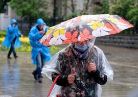 A woman under an umbrella