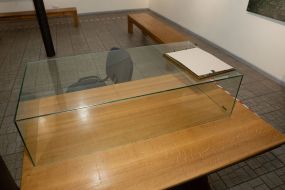 Glass frame from which the documents were seized