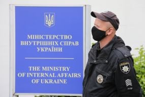 Police officer in a medical mask