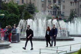 Launch of light and music fountains on Independence Square in test mode