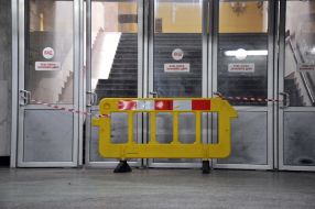 Closed entrance to the station Kharkiv railway