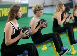 Participants of the sports event "The most athletic mother"