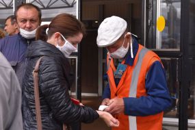 Temperature screening at the station in Zaporozhye