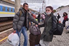 Passengers at the station in Zaporozhye