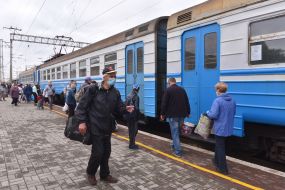 Passengers at the station in Zaporozhye