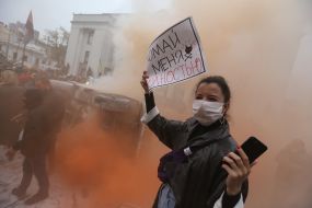 The action of Avakov's resignation near the parliament