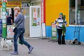 A woman sells a sedge