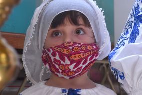 Girl in a medical mask