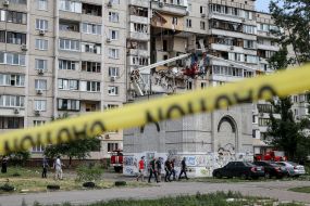 The consequences of the explosion in a residential building in Darnytskyi district of Kiev