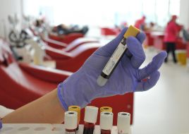 Blood in test tubes at the Kharkiv Plasma Center