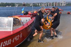 Lifeguards on the Central beach of Zaporozhye
