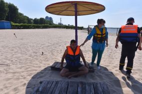 Lifeguards on the Central beach of Zaporozhye