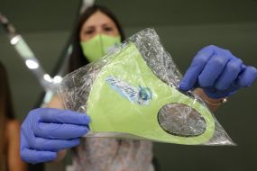 Protective mask with #LoveToFly logo