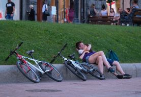 Couple in love hugging on the street