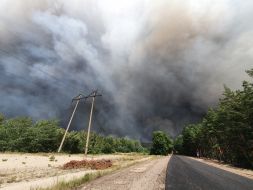 Smoke from fires over Severodonetsk