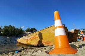 Lifeboat on the beach in the Hydropark