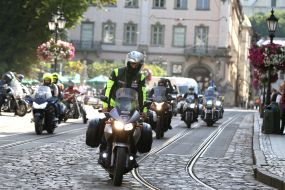 The participants of the Motor Race of Unity in Lviv