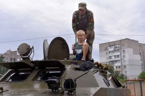 Soldiers of the 55th separate artillery brigade "Zaporizhzhya Sich"